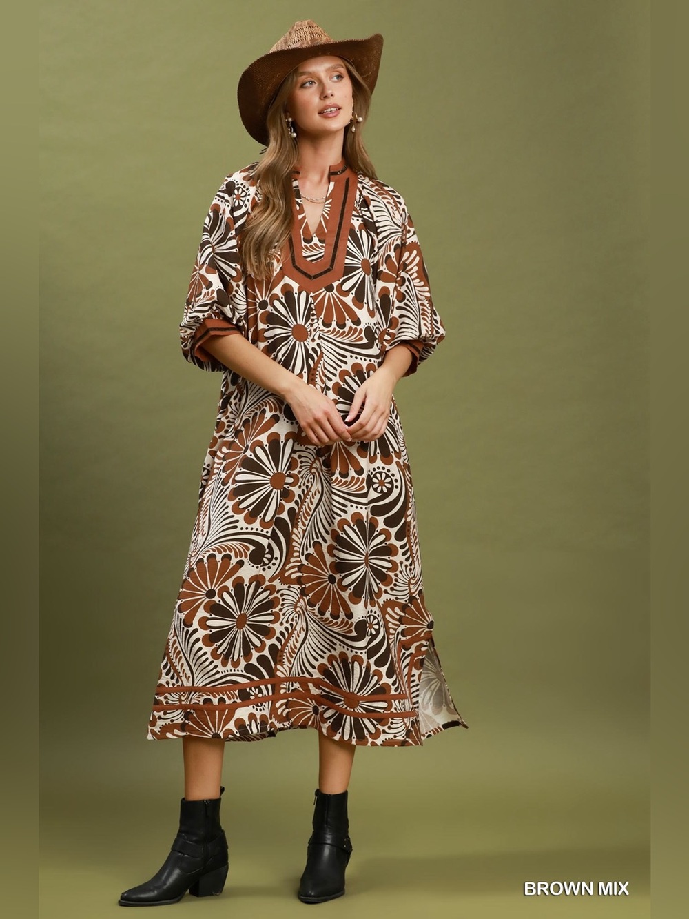 Umgee Abstract Print Midi Dress - Picture 5 of 7